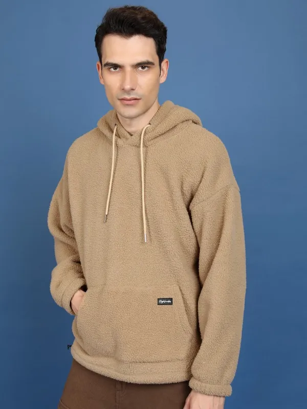  Highlander Men Brown Hood Pullover Sweatshirts