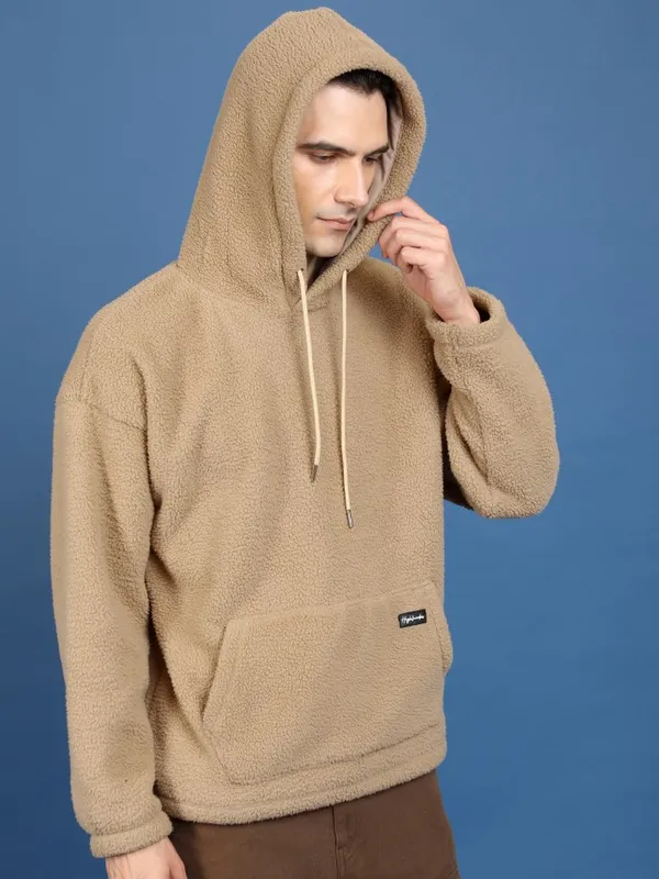  Highlander Men Brown Hood Pullover Sweatshirts