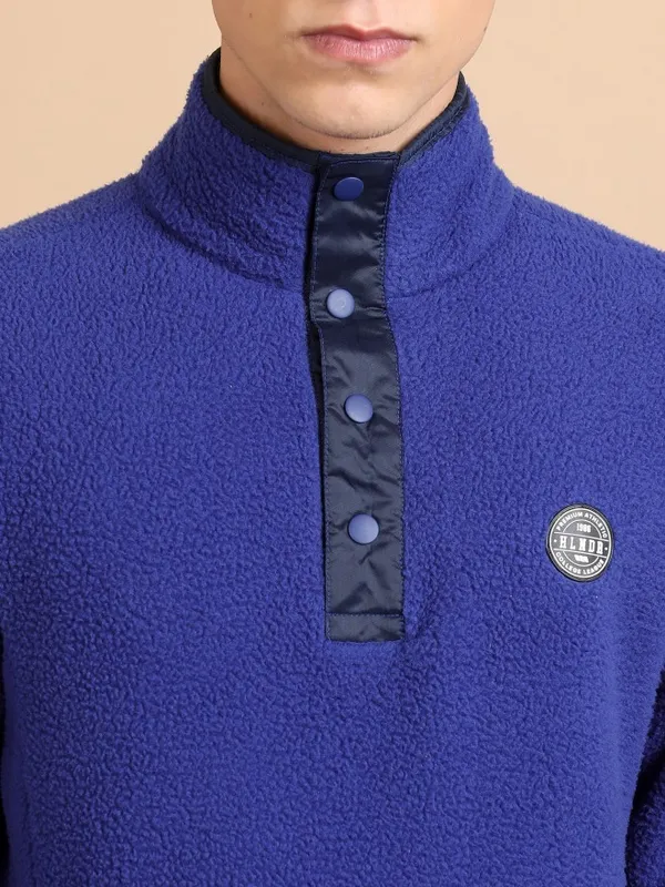  Highlander Men Blue High Neck Pullover Sweatshirts