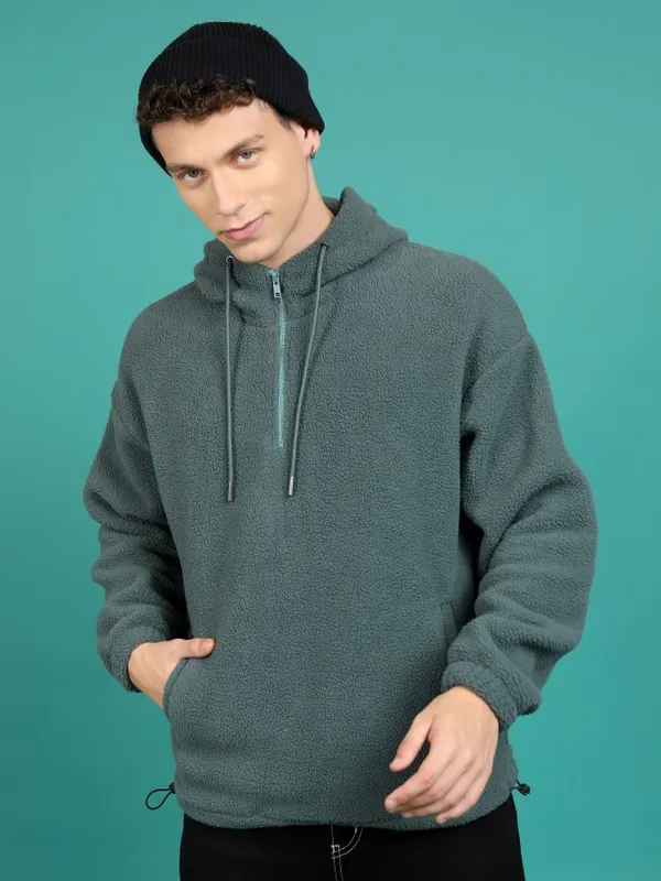  Highlander Men Green Hood Pullover Sweatshirts