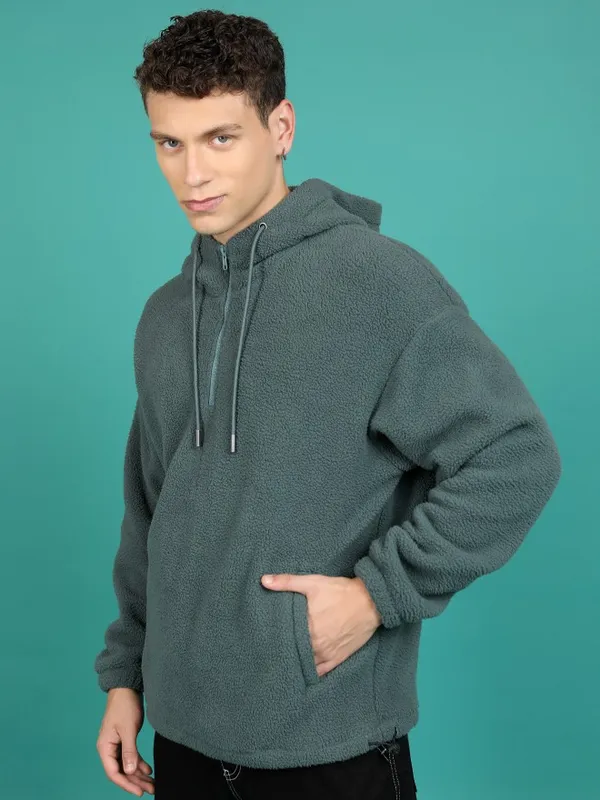  Highlander Men Green Hood Pullover Sweatshirts