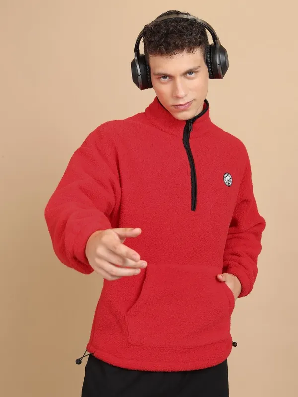  Highlander Men Red High Neck Pullover Sweatshirts