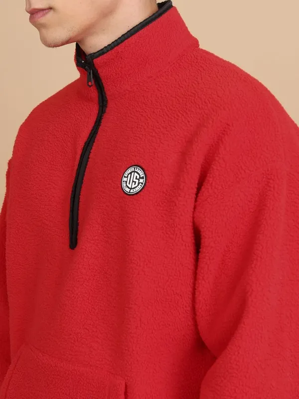  Highlander Men Red High Neck Pullover Sweatshirts