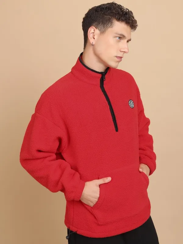  Highlander Men Red High Neck Pullover Sweatshirts