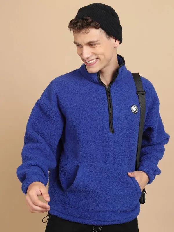  Highlander Men Blue High Neck Pullover Sweatshirts
