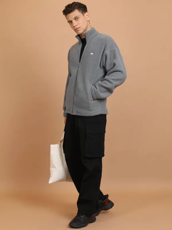 Highlander Men Grey High Neck Pullover Sweatshirts