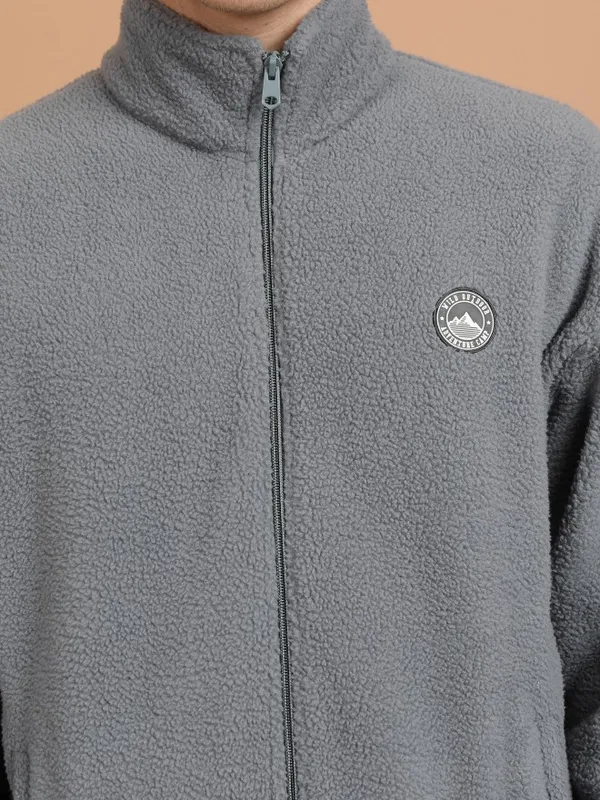  Highlander Men Grey High Neck Pullover Sweatshirts
