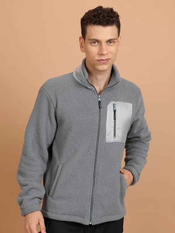  Highlander Men Grey High Neck Pullover Sweatshirts