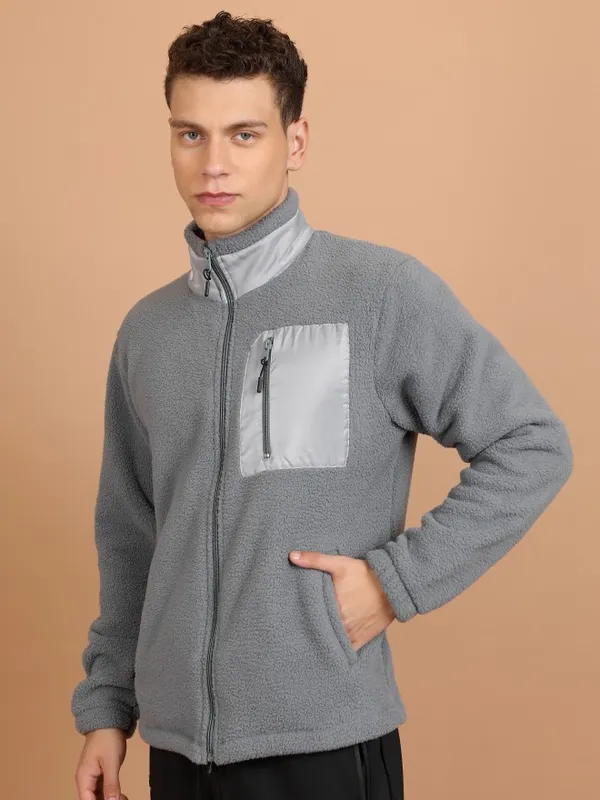  Highlander Men Grey High Neck Pullover Sweatshirts