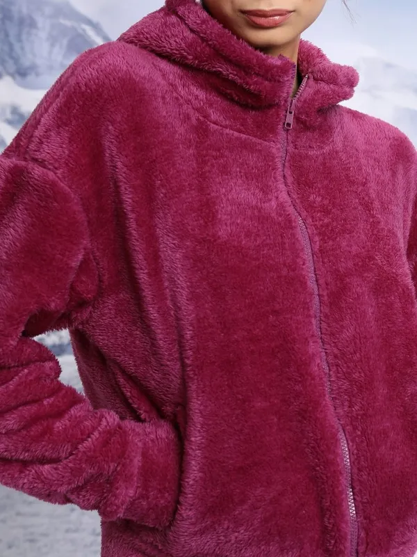  Tokyo Talkies Women Pink Solid Pullover Hood Sweatshirts