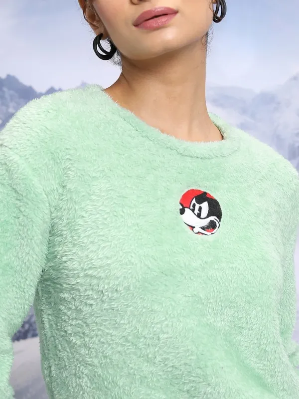  Tokyo Talkies Women Sage Printed Pullover Round Neck Sweatshirts
