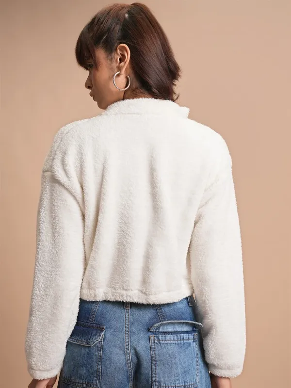  Tokyo Talkies Women White Open Front Jacket Jackets