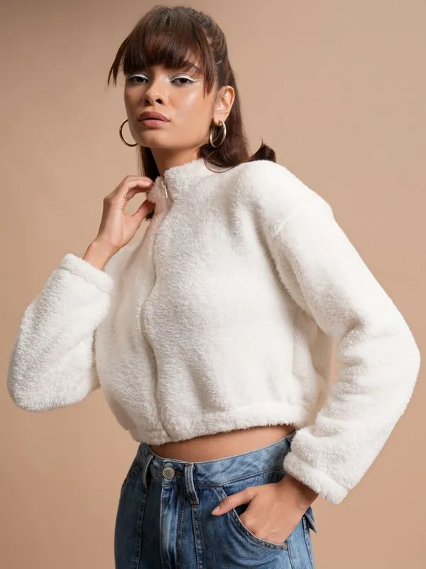  Tokyo Talkies Women White Open Front Jacket Jackets