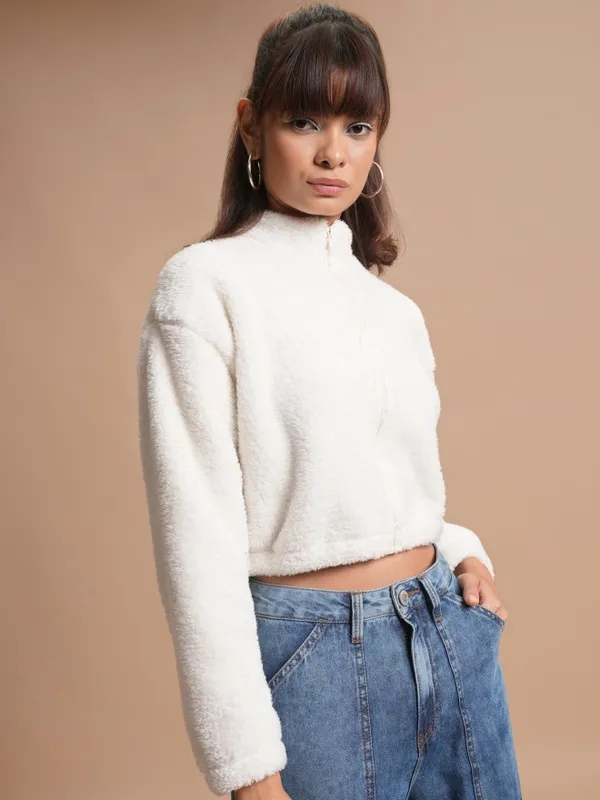  Tokyo Talkies Women White Open Front Jacket Jackets