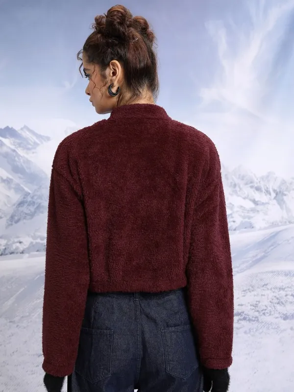  Tokyo Talkies Women Maroon Open Front Jacket Jackets