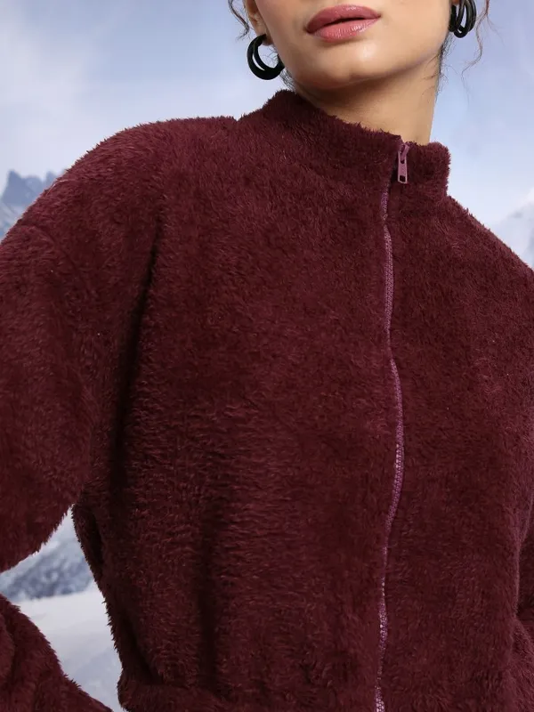  Tokyo Talkies Women Maroon Open Front Jacket Jackets