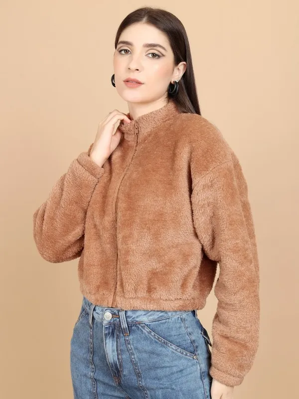  Tokyo Talkies Women Brown Open Front Jacket Jackets