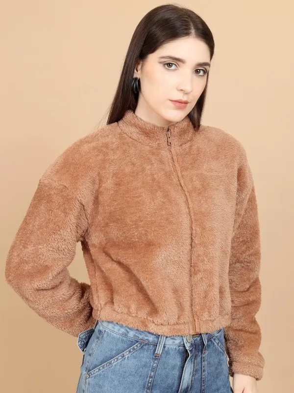  Tokyo Talkies Women Brown Open Front Jacket Jackets