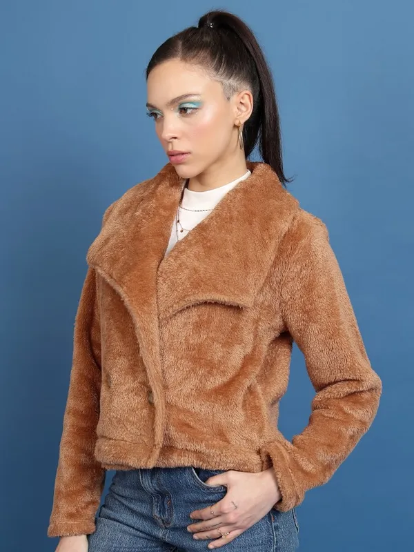  Tokyo Talkies Women Brown Open Front Jacket Jackets