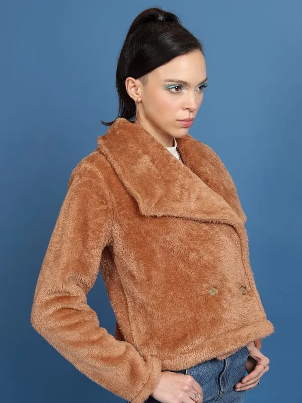  Tokyo Talkies Women Brown Open Front Jacket Jackets