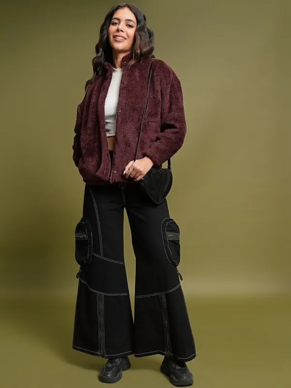  Tokyo Talkies Women Brown Open Front Jacket Jackets