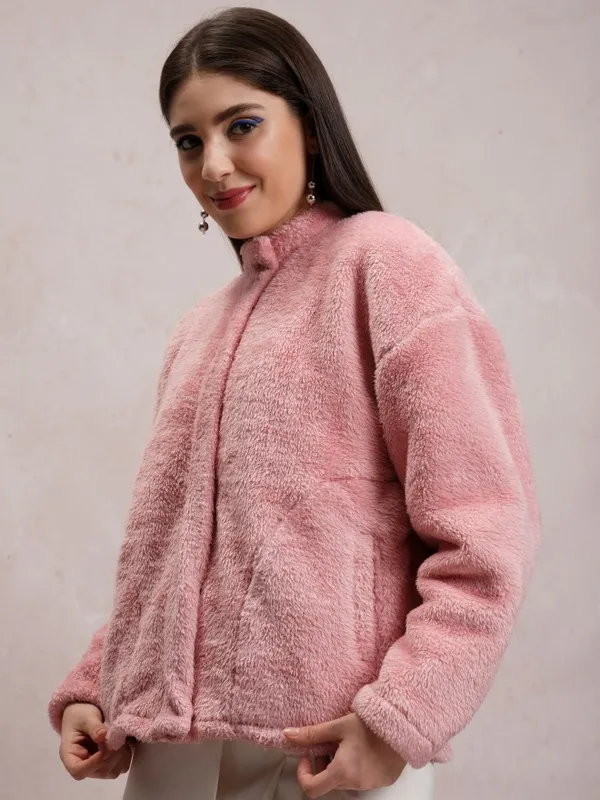  Tokyo Talkies Women Pink Open Front Jacket Jackets