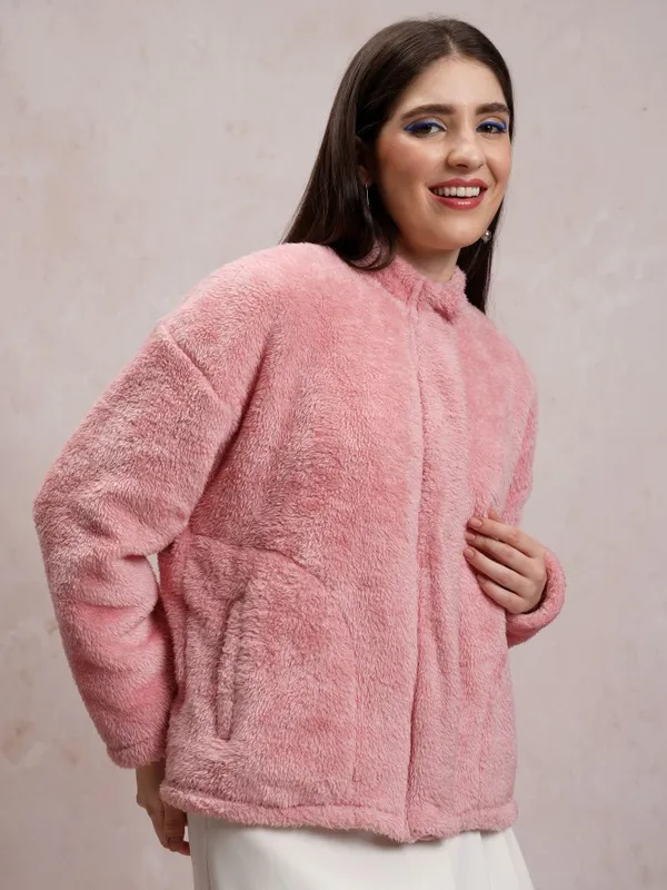  Tokyo Talkies Women Pink Open Front Jacket Jackets