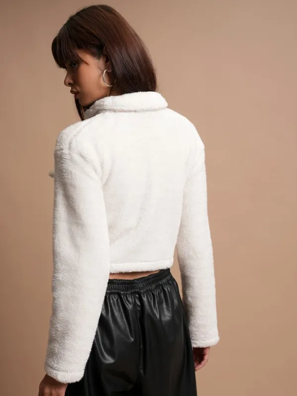  Tokyo Talkies Women White Open Front Jacket Jackets
