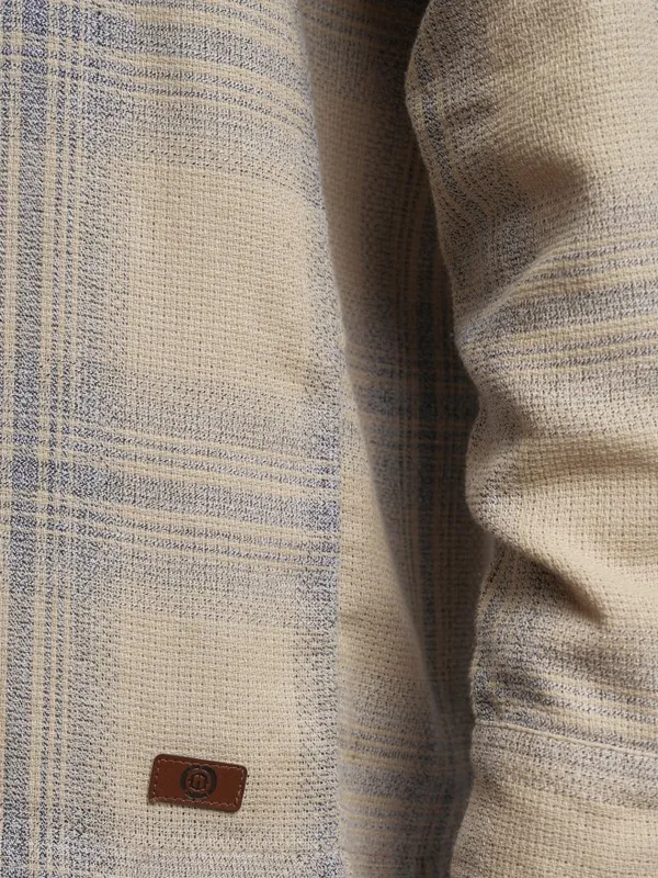  Locomotive Men Beige Checked Oversized Fit Casual Shirts
