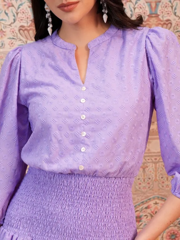  Vishudh Women Lavender Self Design Fit And Flare Dresses