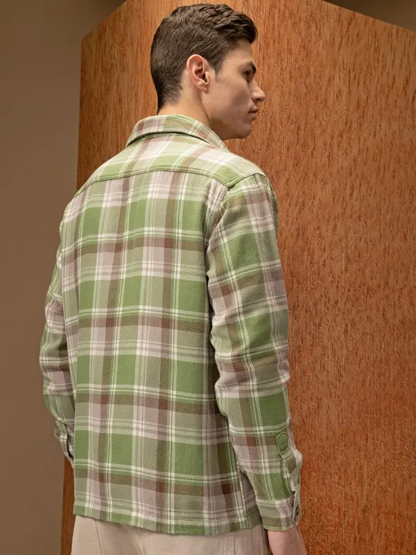  Locomotive Men Green Checked Oversized Fit Casual Shirts