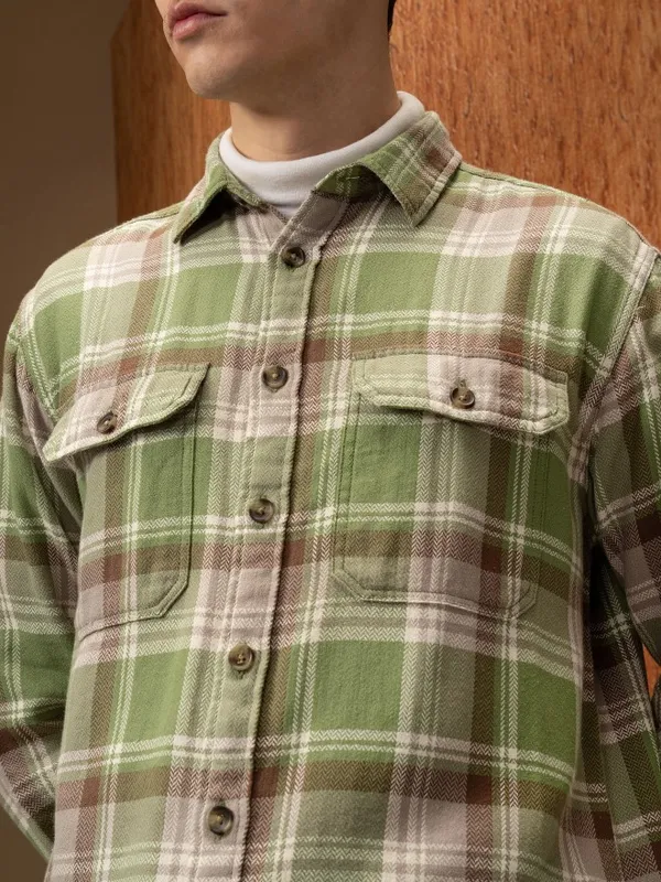  Locomotive Men Green Checked Oversized Fit Casual Shirts