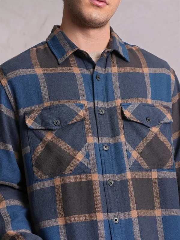  Locomotive Men Blue Checked Oversized Fit Casual Shirts