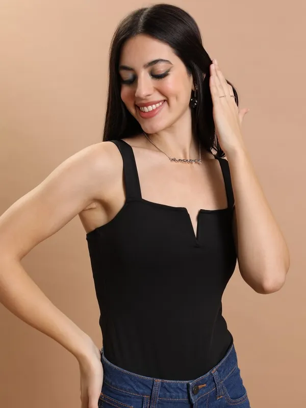 Solid Regular Fit Bodysuit