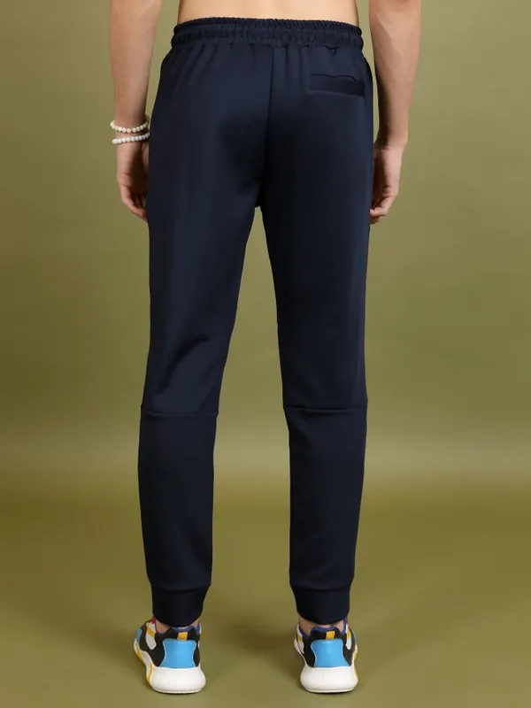  Highlander Men Navy Blue Slim Fit Solid Casual Trousers