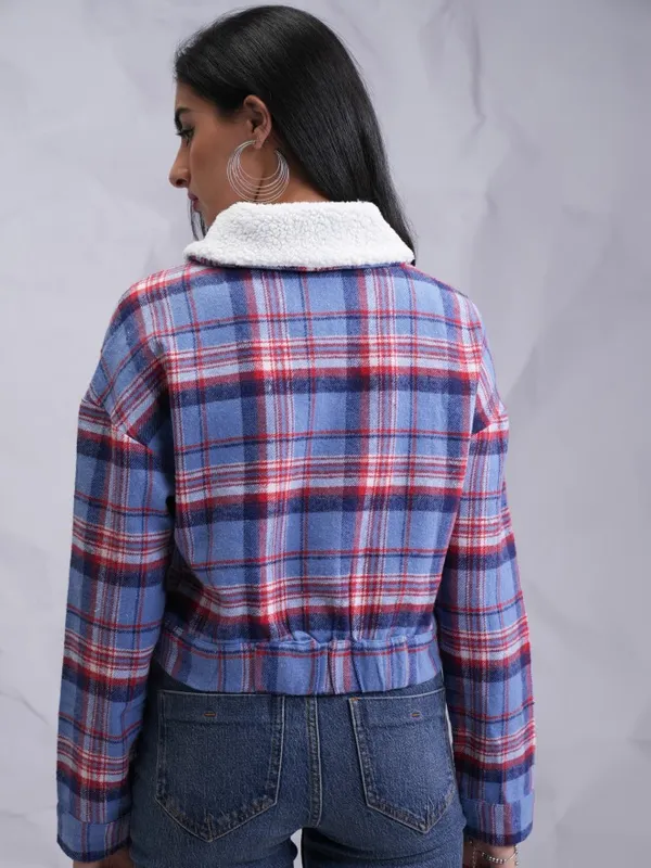 Tokyo Talkies Women Blue Open Front Jacket