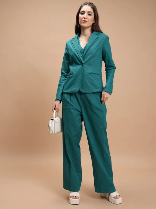  Tokyo Talkies Women Teal Blazers