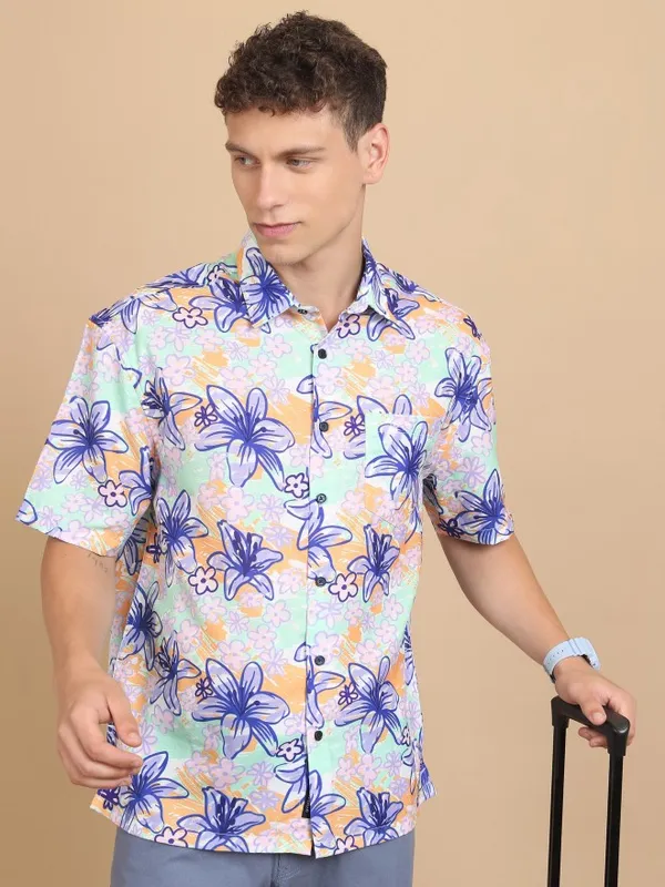  Highlander Men Multi Printed Oversized Fit Casual Shirts