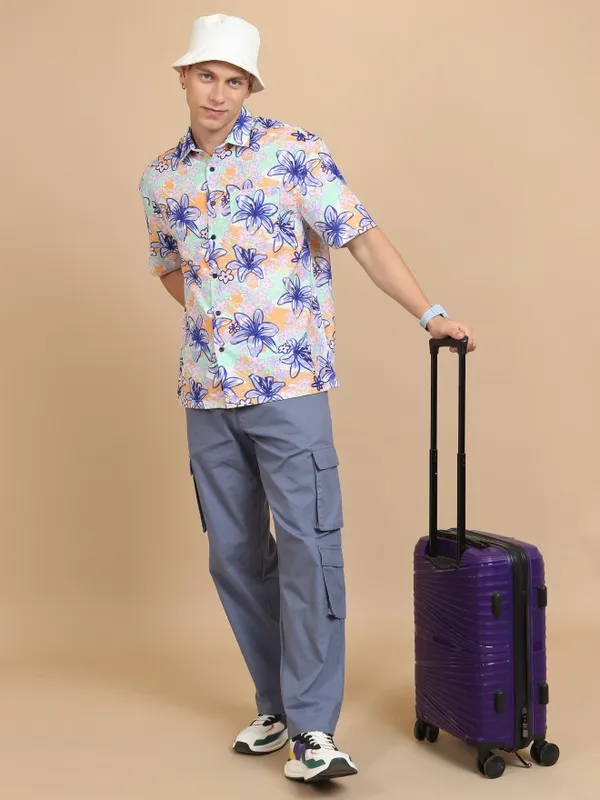  Highlander Men Multi Printed Oversized Fit Casual Shirts