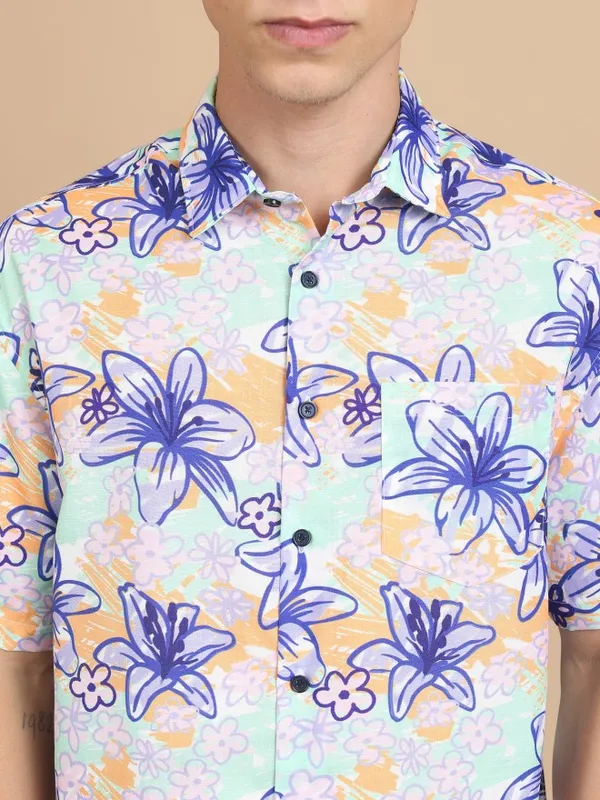  Highlander Men Multi Printed Oversized Fit Casual Shirts