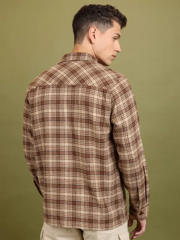 Highlander Men Brown Solid Open Front Jacket