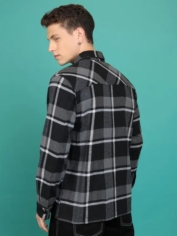 Highlander Men Black Solid Open Front Jacket