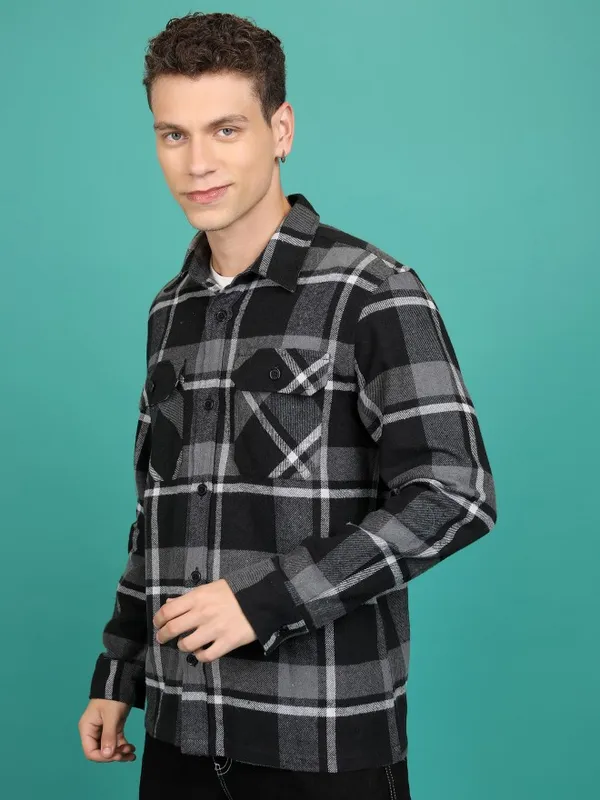 Highlander Men Black Solid Open Front Jacket