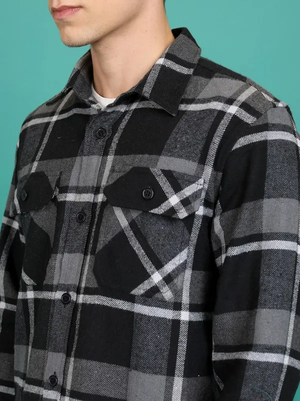 Highlander Men Black Solid Open Front Jacket