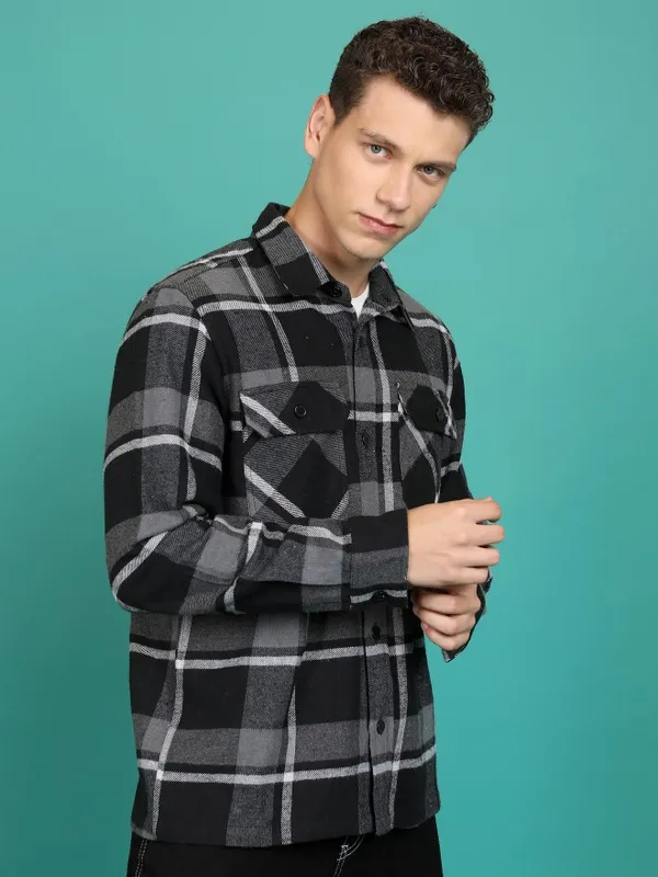 Highlander Men Black Solid Open Front Jacket