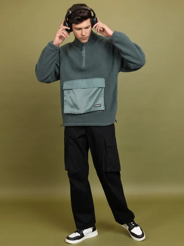  Highlander Men Green High Neck Pullover Sweatshirts