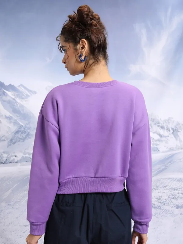  Tokyo Talkies Women Purple Printed Pullover Round Neck Sweatshirts