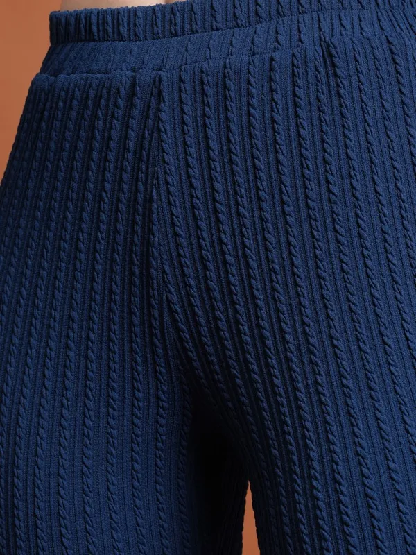  Ketch Women Navy Blue Solid Regular Fit Casual Trousers
