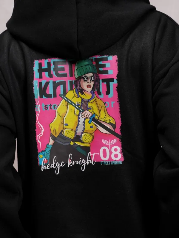  Tokyo Talkies Women Black Printed Pullover Hood Sweatshirts