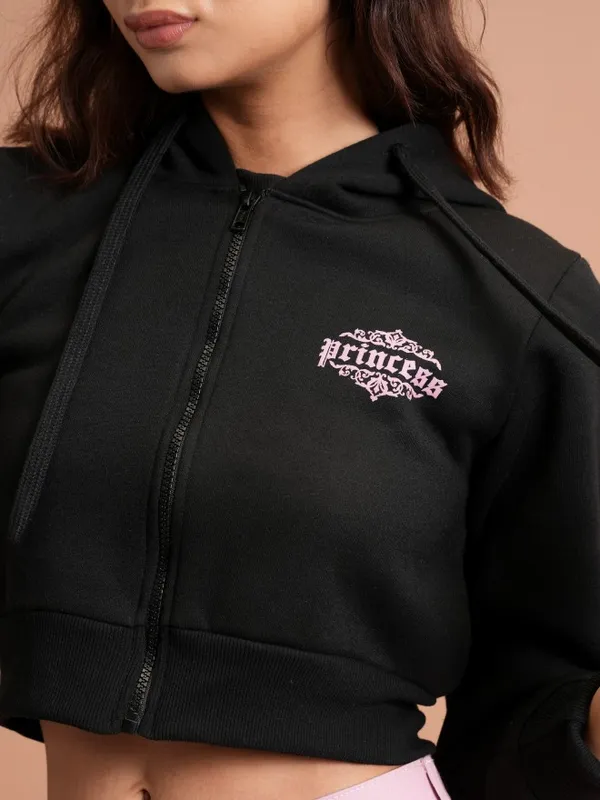  Tokyo Talkies Women Black Open Front Jacket Jackets